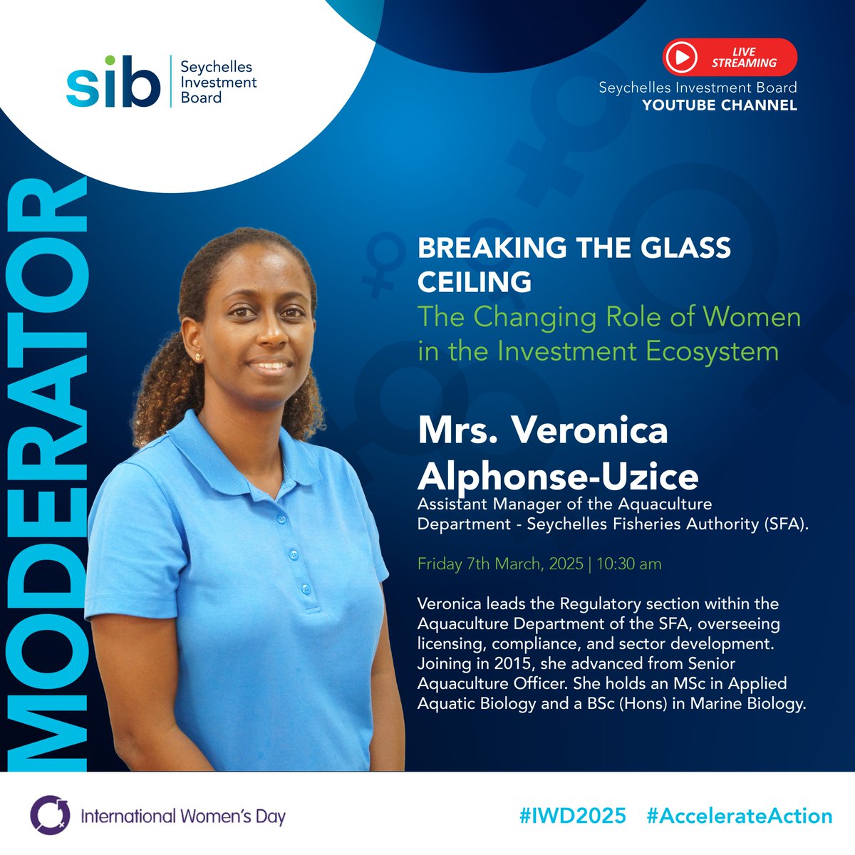 Meet Mrs. Veronica Alphonse-Uzice, a leader in the aquaculture industry and our esteemed moderator for the International Women’s Day Forum!

Let’s break barriers and accelerate action together! 💜 #IWD2025 #AccelerateAction #WomenInLeadership #BreakingBarriers