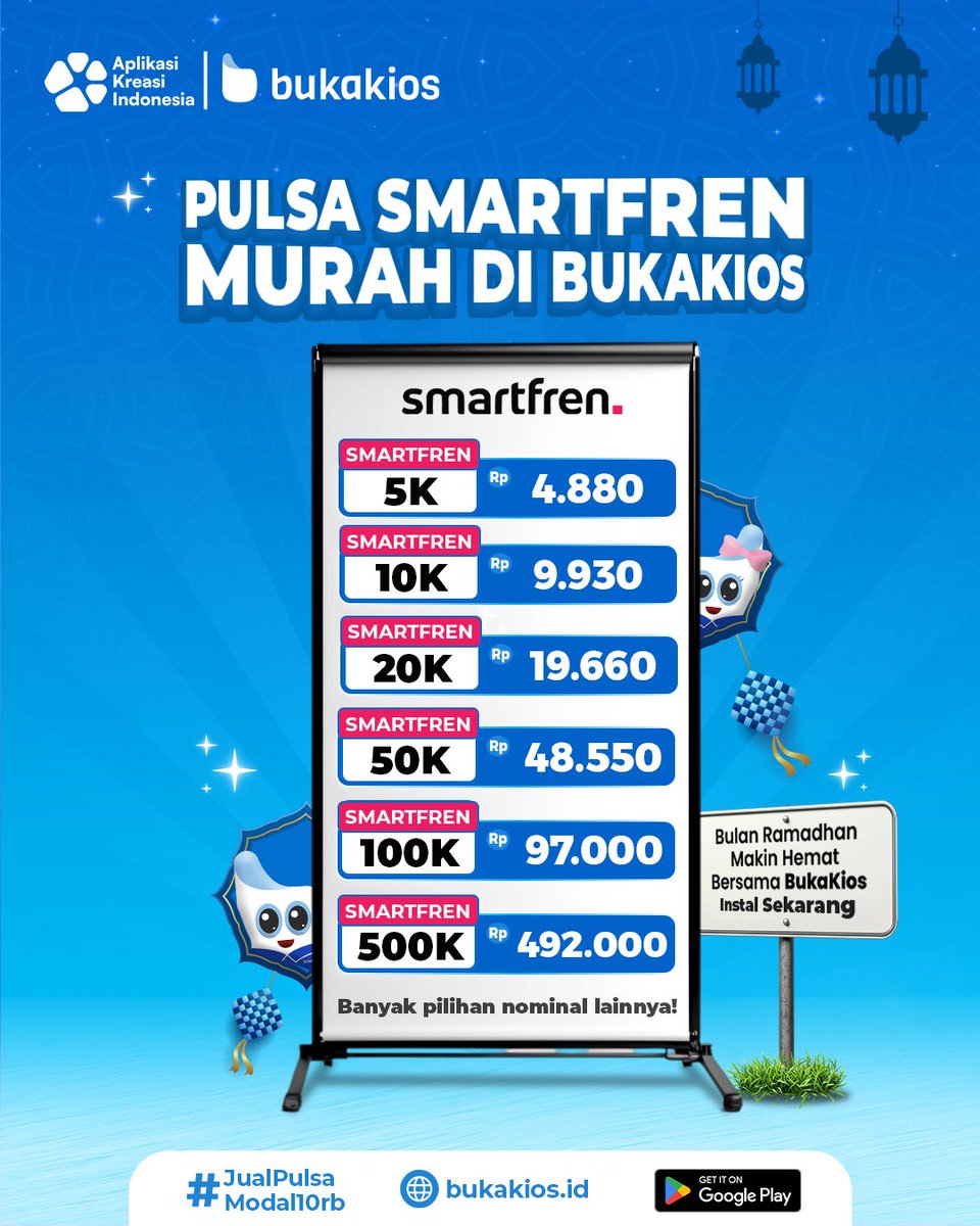 bukakiosnet's tweet image. Silaturahmi Tetap Lancar selama Bulan Ramadan dengan Pulsa Smartfren Super murah di Bukakios 🌙✨ Harga Lebih Murah dari Nominalnya!
Langsung Cek dan Beli Pulsa Smartfren di Bukakios Sekarang 💙

#PulsaSmartfren #Pulsa #PulsaMurah #PulsaOnline #IsiPulsaSmartfren #Bukakios