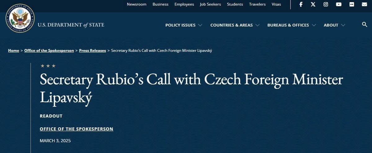 Marco Rubio zdůvodňuje přerušení americké vojenské pomoci Ukrajině mj. tím, že mu jistý evropský ministr řekl, že Evropa chce válčit ještě rok a donutit tím Rusko “škemrat o mír”. Kdo je ten ministr? Asi primitiv Lipavský. Fialenko chce rok vyhazovat naše daně do kanálu Ukrajina.