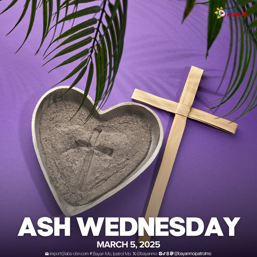 bayanmo's tweet photo. ASH WEDNESDAY ✝️

Ginugunita ngayong araw ang #AshWednesday na hudyat ng pagsisimula ng panahon ng Kuwaresma o Lenten Season para sa mga Kristiyano.

#Lent
#BMPM https://t.co/NayvVVtX0H