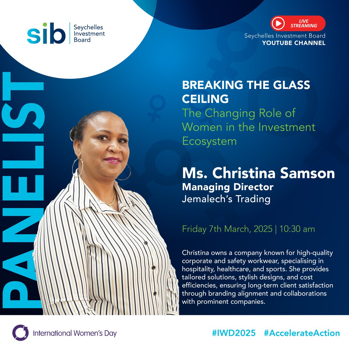 Meet  Ms. Christina Samson, Managing Director of Jemalech’s Trading.
Let’s inspire change and accelerate action! 📷 #IWD2025 #AccelerateAction