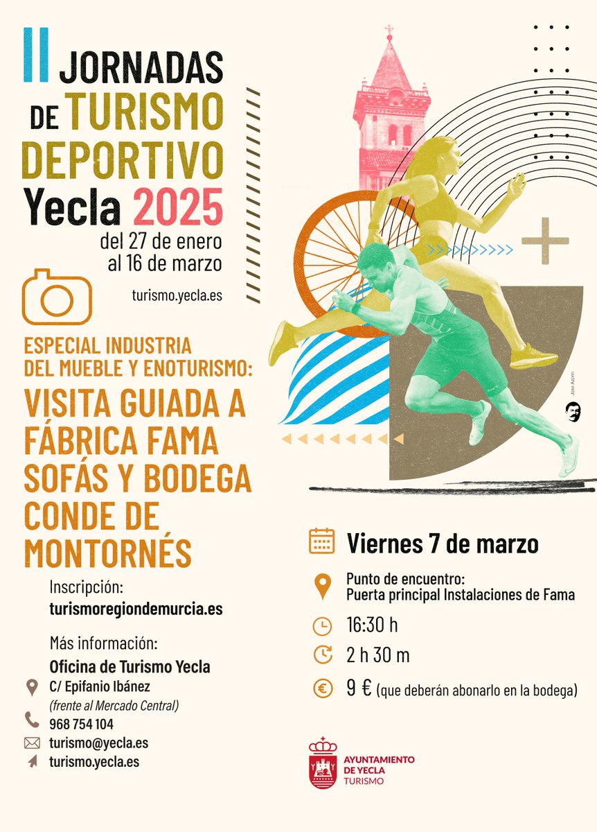 Ayuntamiento de Yecla (@aytoyecla) on Twitter photo Este viernes 7 de marzo, especial industria del mueble y enoturismo, visita turística guiada a la fábrica <a href="/FamaSofas/">Fama Sofas</a> y Bodegas <a href="/CondedMontornes/">Bodega Conde de Montornés. D.O. Yecla.</a>. 🛋️🍷
📝 Inscripción gratuita en: acortar.link/HeI46w Este viernes 7 de marzo, especial industria del mueble y enoturismo, visita turística guiada a la fábrica <a href="/FamaSofas/">Fama Sofas</a> y Bodegas <a href="/CondedMontornes/">Bodega Conde de Montornés. D.O. Yecla.</a>. 🛋️🍷
📝 Inscripción gratuita en: acortar.link/HeI46w