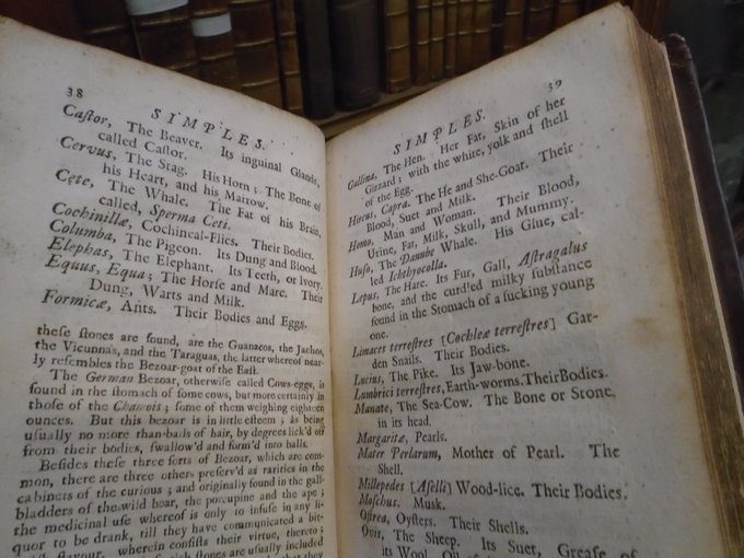 Millipedes, bezoars, earthworms and human urine - just a few examples of ingredients for medical treatments in the 1727 Edinburgh Dispensatory