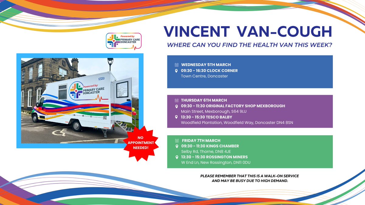 🌸 Join us at Clock Corner today for a special #InternationalWomensDay event alongside our drop-in GP clinics on the Health Van! 

Experts will be on-site to provide advice on various topics surrounding women’s health.

Check out the rest of this week’s locations below!