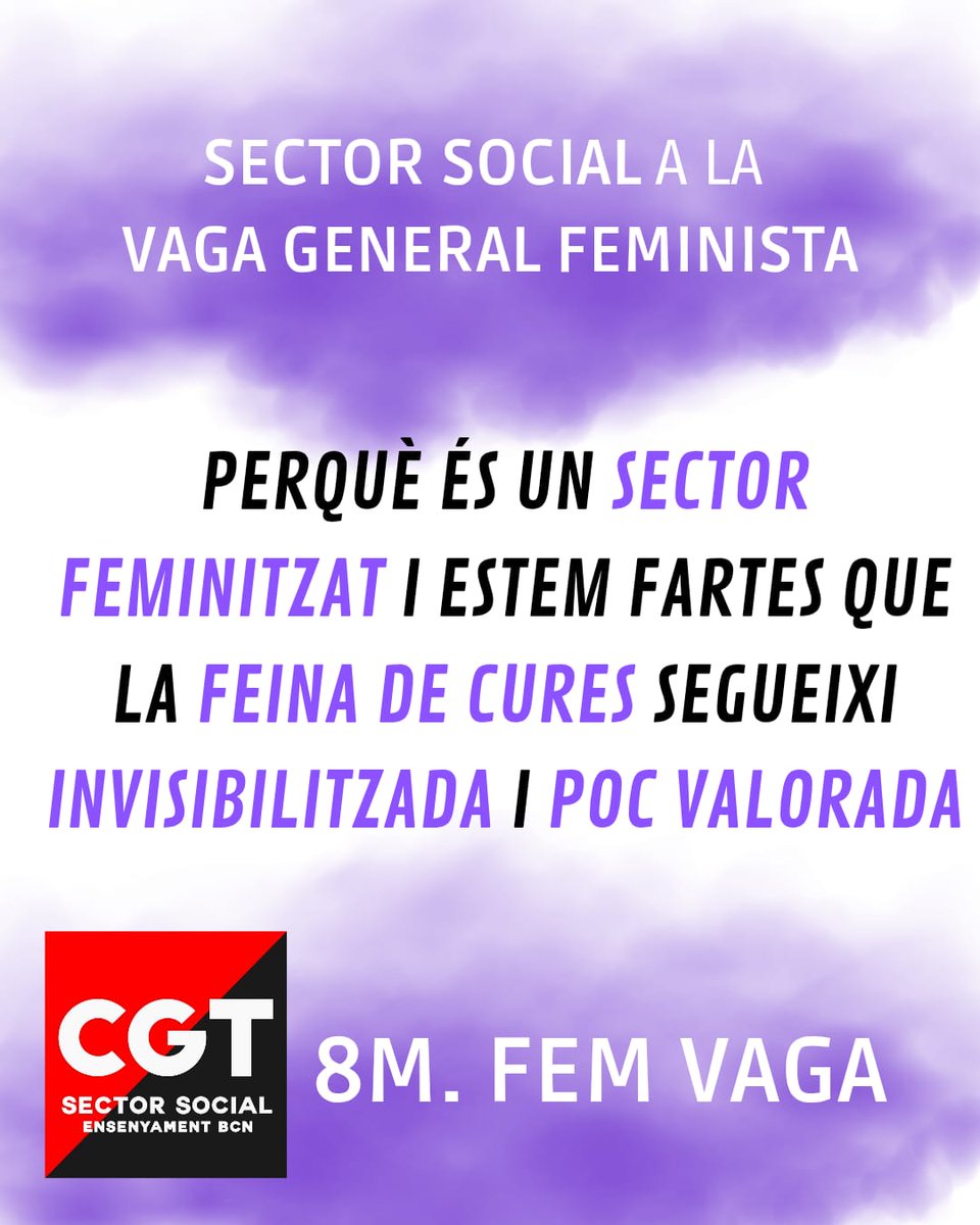 Perquè és un Sector on les dones més precàries continuen sostenint les cures!

Perquè és un Sector feminitzat i estem fartes que la feina de cures segueix invisivilitzada i poc valorada!

Aquest #8M2025 Fem Vaga!