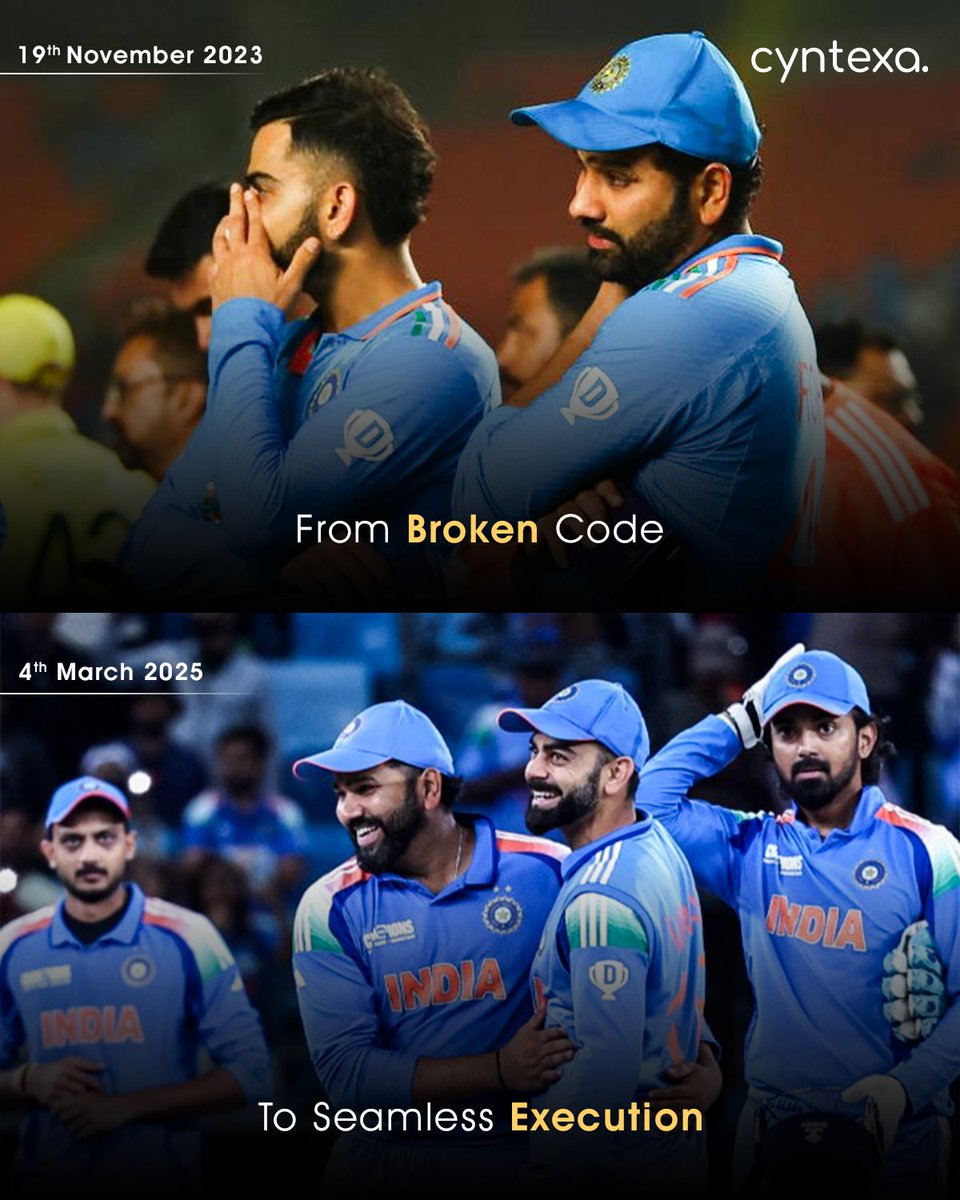 India conquers Aussies!🏆 Just like our devs crush bugs
 #IndiavsAustralia #ChampionsTrophy2025 #cyntexa