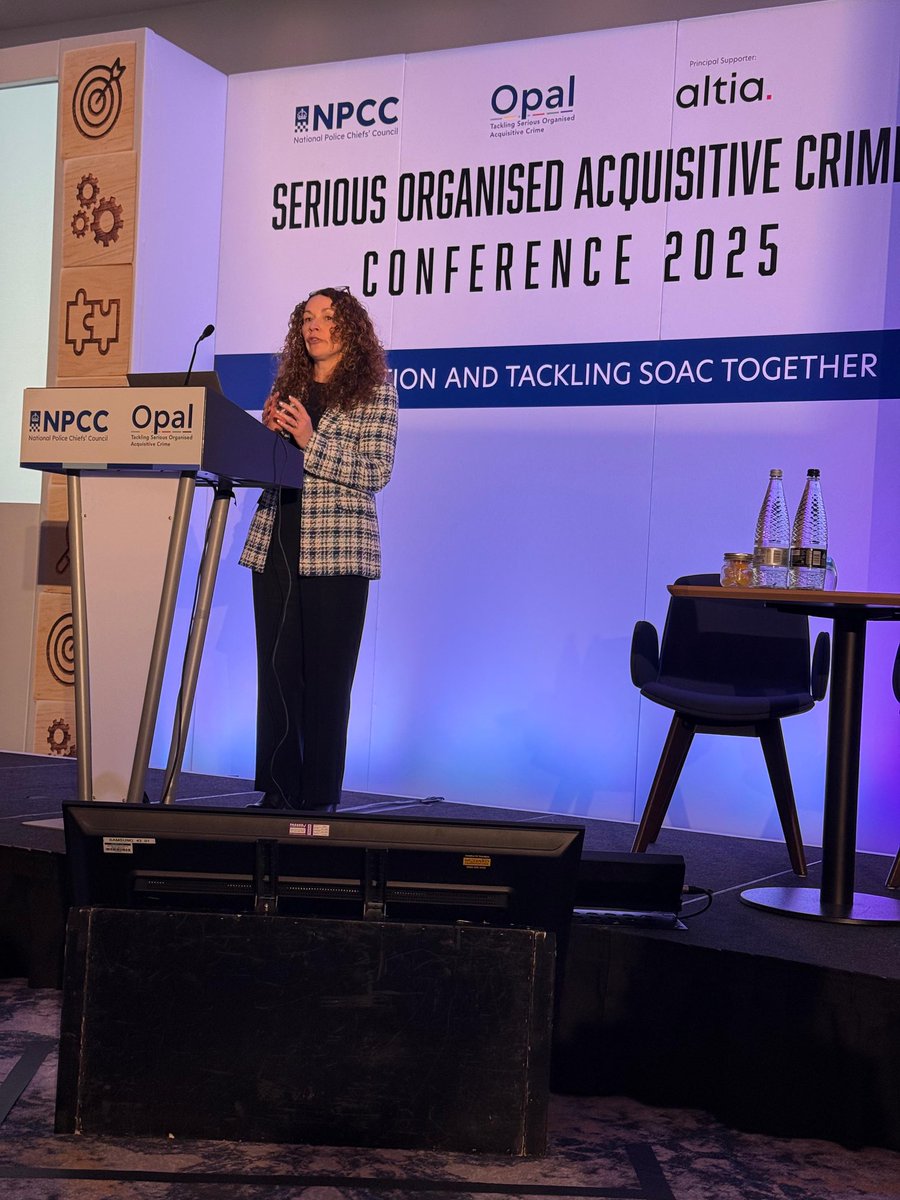 At the Serious Organised Acquisitive Crime conference talking about the tremendous work to dismantle vehicle crime OCGs and the introduction and benefits of the National Vehicle Crime Reduction Partnership ⁦<a href="/NaVCIS_UK/">NaVCIS</a>⁩ ⁦<a href="/Opal_SOAC/">Opal SOAC</a>⁩