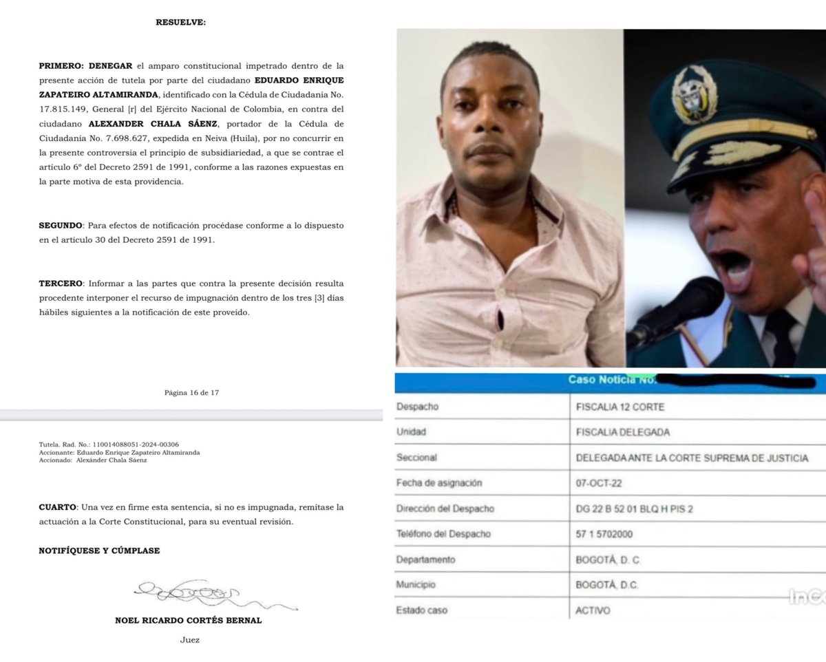 Hoy recibí una notificación por correo sobre la respuesta en segunda instancia a la demanda de tutela interpuesta en mi contra por el general en retiro del <a href="/COL_EJERCITO/">Ejército Nacional de Colombia</a>, Eduardo Enrique Zapateiro Altamiranda, alias Ajuaaa, contradictor acérrimo del gobierno del presidente