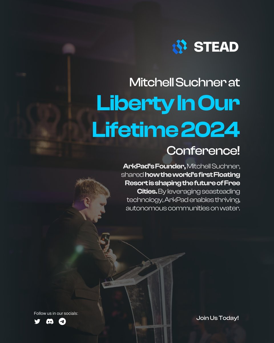 🌊 Seasteading for the Future! 🌊

At Liberty in Our Lifetime 2024, our founder, Mitchell Suchner, shared how ArkPad’s floating infrastructure is revolutionizing Free Cities. By creating autonomous communities on water, we unlock a faster, more adaptable way to build the