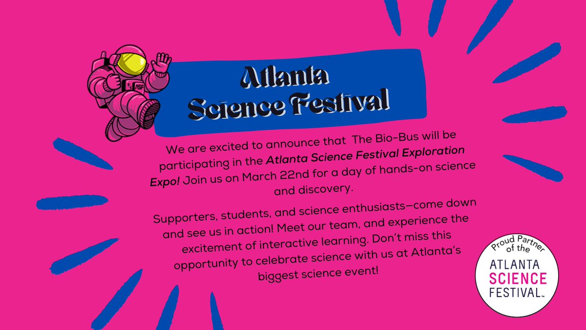Science, exploration, and hands-on fun await at the @atlscifest Exploration Expo. Join us for an unforgettable day of discovery.  #AtlantaScienceFestival #STEMEducation #InteractiveLearning #GeorgiaStateUniversity