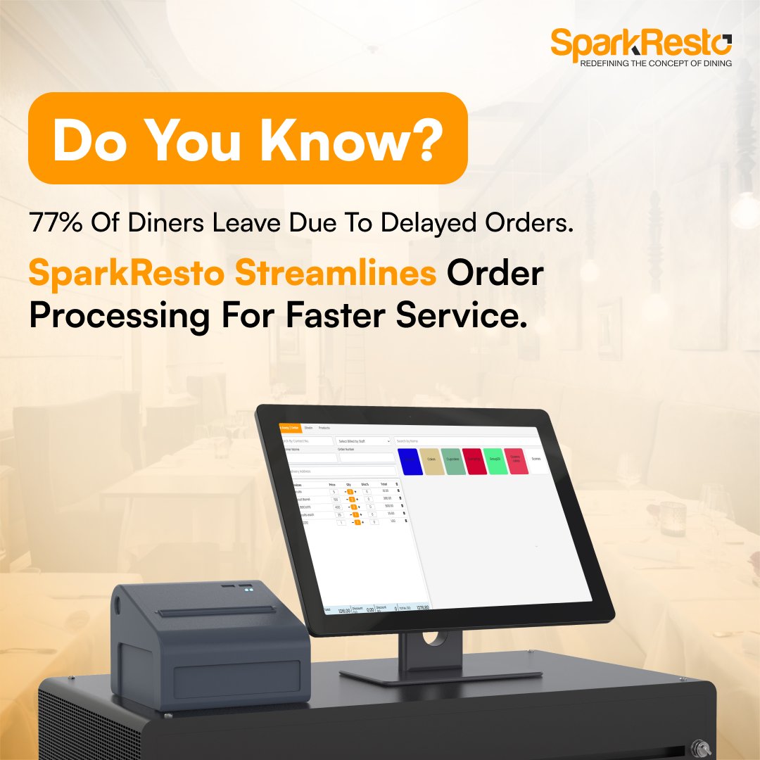SparkResto's tweet image. Speed matters! Did you know that 77% of diners leave due to slow service? 
SparkResto speeds up order processing, reducing wait times and keeping customers happy! 
✅ Faster order management
✅ Improved customer experience
🔗 sparkresto.com/signup
#OrderManagement #SparkResto