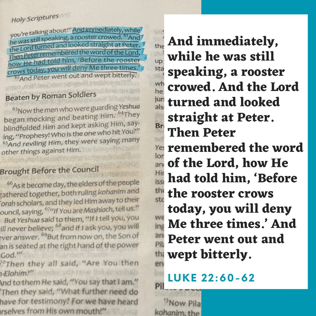 ravdaveed's tweet image. History’s most uncomfortable eye contact… #Luke22v60to62 #TLV #TLVBible
•
#WWL #WordAsAWayOfLife #CoffeeAndTheBible #Discipleship #CamperLife