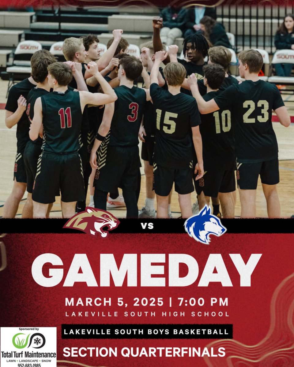 Sections start tonight!  We will be hosting the Owatonna Huskies in our Section Quarterfinal matchup. Boys Varsity action starts at 7:00pm. All your GameDay Info can be found at:  tinyurl.com/SouthGameDay or click the link in our bio.