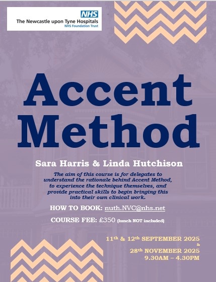 Newcastle Upon Tyne ENT Speech and Language (@newcastleentslt) on Twitter photo WATCH THIS SPACE: Coming soon to Newcastle, Accent Method Course 🗣️with Sara Harris and Linda Hutchison. Contact us at nuth.NVC@nhs.net for more info! WATCH THIS SPACE: Coming soon to Newcastle, Accent Method Course 🗣️with Sara Harris and Linda Hutchison. Contact us at nuth.NVC@nhs.net for more info!
