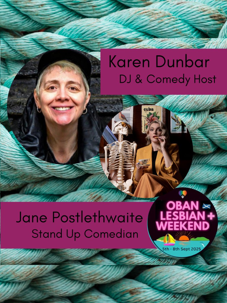 Excited to announce I'll be doing comedy at the Oban Lesbian Weekend from 5-8th September in Scotland. Find our more &amp; book your place at obanlesbianweekend.co.uk