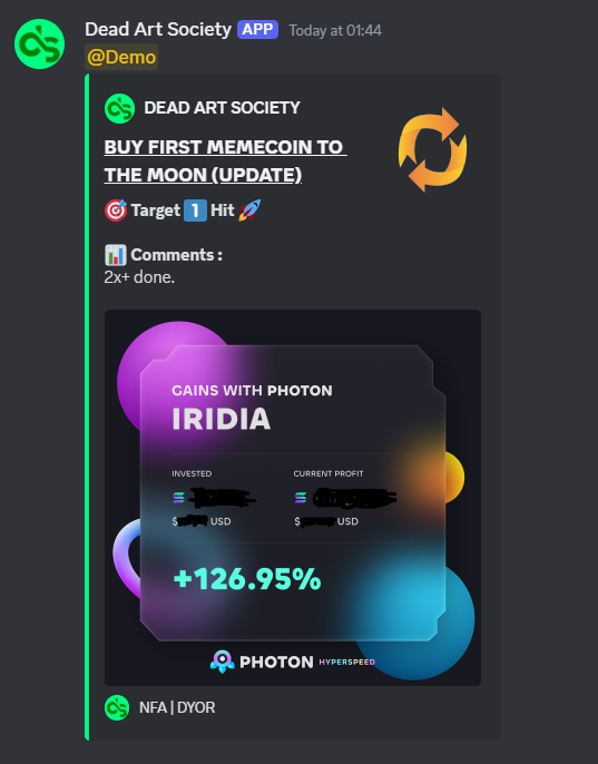 Another day, another target smashed: IRIDIA hit 2X (+126.95%)

We’re delivering consistent, quality calls every single day. Don’t miss out.
#Crypto #Memecoin #Trading
