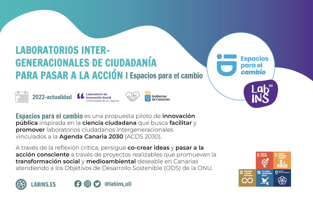 Laboratorio de Innovación Social de la ULL (@labins_ull) on Twitter photo 🌍✨Este 25/09 celebramos 10 años de #Agenda2030 y compromiso con el #desarrollosostenible. Desde #labins_ull impulsamos #EspaciosParaElCambio, para reflexionar, debatir y pasar a la acción consciente en torno a los #ODS. ♻️
🔗bit.ly/espacios_info
@ull <a href="/fg_ull/">FundaciónGeneral ULL</a> <a href="/canarias2030/">Canarias 2030</a> 🌍✨Este 25/09 celebramos 10 años de #Agenda2030 y compromiso con el #desarrollosostenible. Desde #labins_ull impulsamos #EspaciosParaElCambio, para reflexionar, debatir y pasar a la acción consciente en torno a los #ODS. ♻️
🔗bit.ly/espacios_info
@ull <a href="/fg_ull/">FundaciónGeneral ULL</a> <a href="/canarias2030/">Canarias 2030</a>