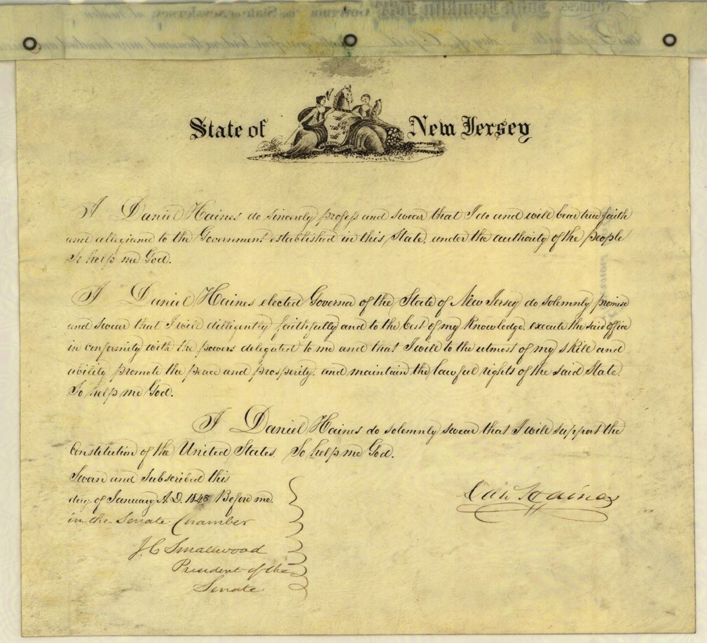 We're joining archives around the country to celebrate #archiveshandwriting! While we encounter sloppy handwriting a lot, occasionally we get to read some beautifully written script, like Governor Daniel Haines' oath of office from January 1848 [SSTSE007] #archiveshashtagparty