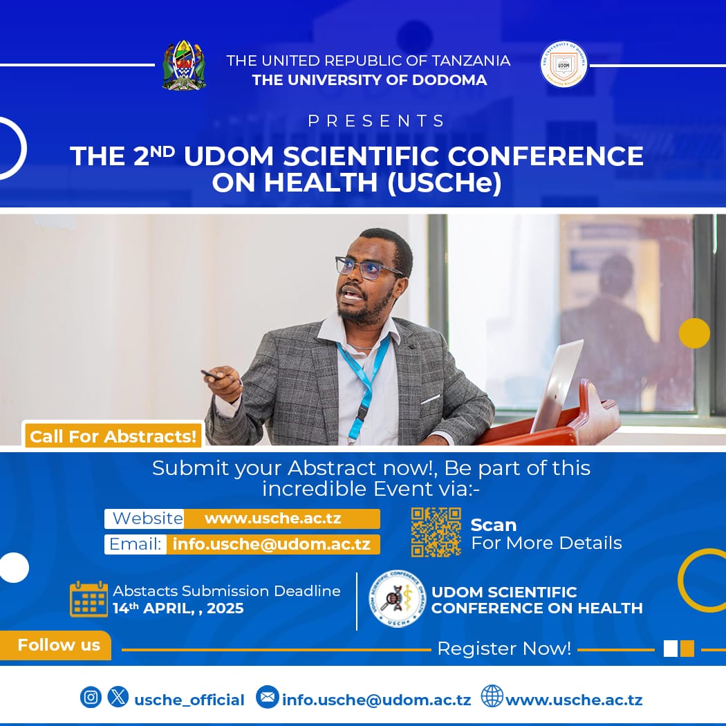 KiretunLalashe's tweet photo. Save the Date!

Building on the success of our inaugural event, @USCHe_official is proud to present the Second #USCHe from 11-13 June 2025 at Dodoma City Hall, Magufuli City in Dodoma.

Abstract Submission is open to 14 April. Submit today via https://t.co/pHqrjJ2rVC

 #USCHe2025 https://t.co/NH5yzSJhGa