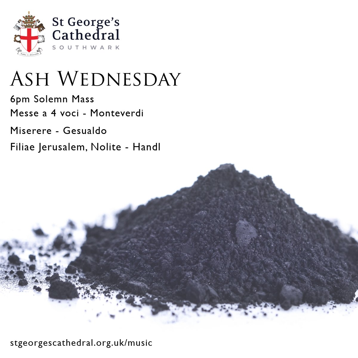 Tonight at 6pm the Cathedral Lay Clerks sing for Solemn Mass with Imposition of Ashes, celebrated by Archbishop John Wilson. Music by Monteverdi, Gesualdo and Handl.