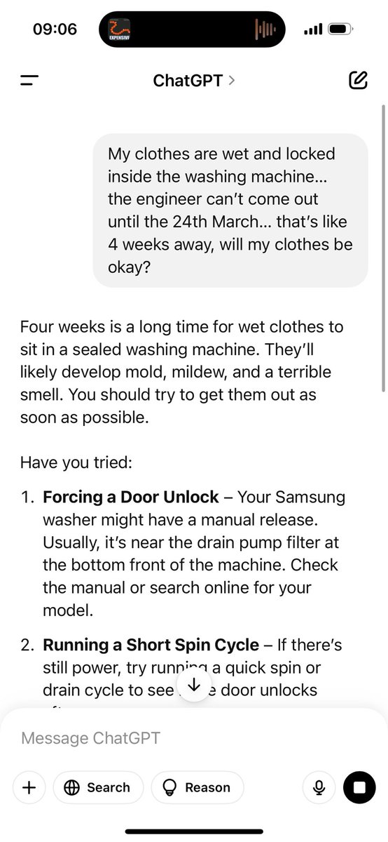tom_sheard's tweet photo. @SamsungUK My clothes are going to be absolutely ruined because of your faulty 6 week old product. I need this looking at immediately. How can you leave a customer like this with a brand new product!? https://t.co/5GFBHNDmCC