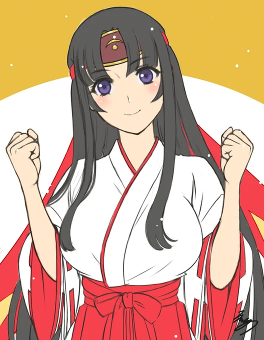#巫女の日 なんてことでしょう!!今日は巫女の日だという事を完全にうっかりしていましたちなみにイラストはクイーンブレイド武者巫女トモエです 