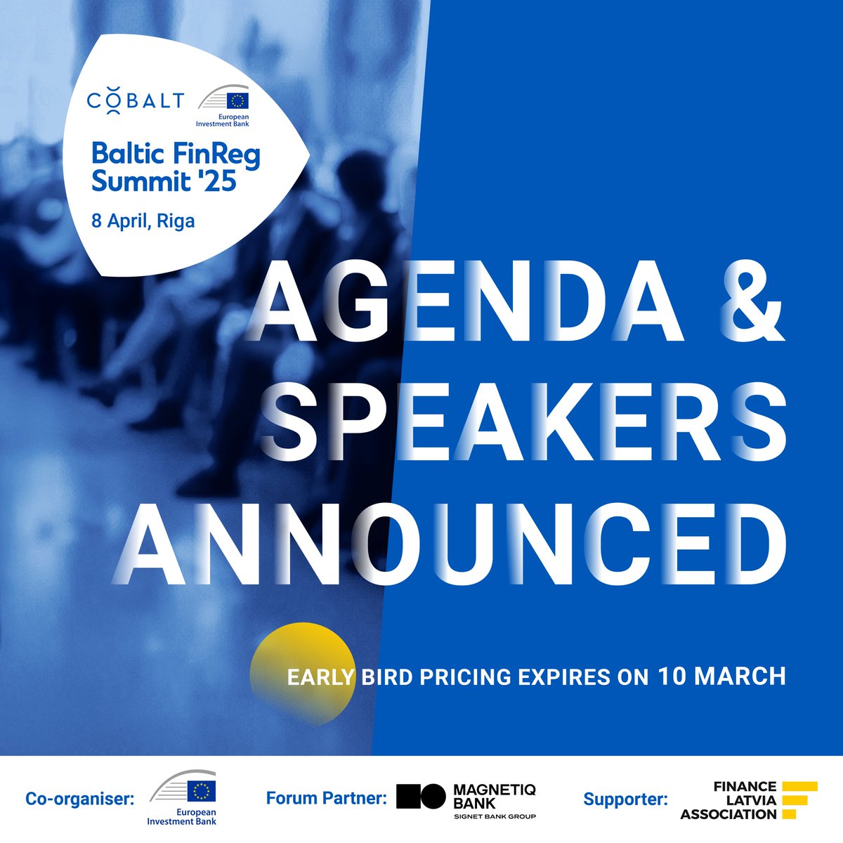 8.04. Rīgā notiks ikgadējais finanšu nozares forums Baltic FinReg Summit, kurā, pulcējot vadošos industrijas ekspertus, tiks diskutēts par aktuālajiem izaicinājumiem un iespējām finanšu sektorā. Programma un biļetes par agrās rezervācijas cenu līdz 10.03.: balticfinreg.eu