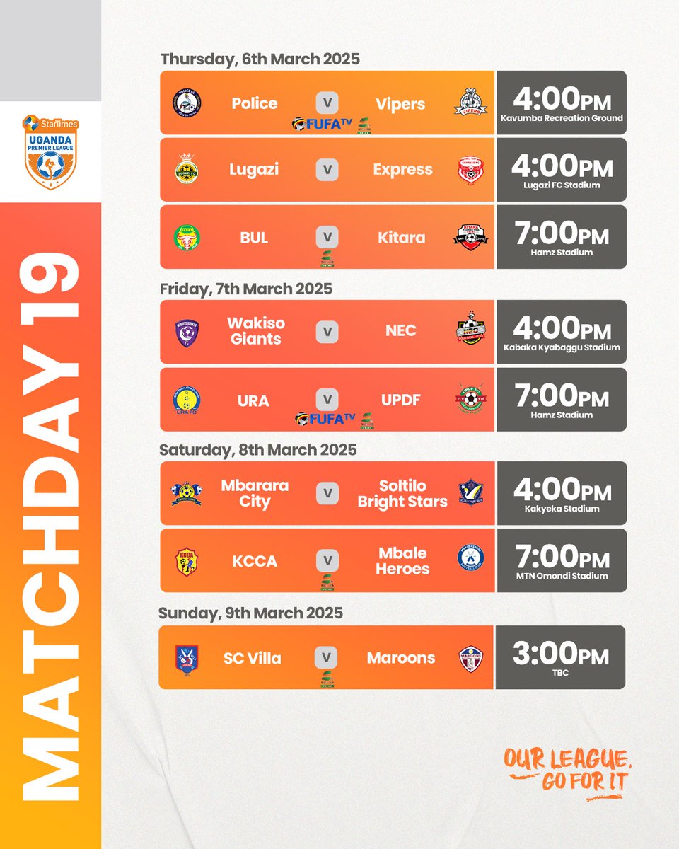 Matchday 19 fixtures