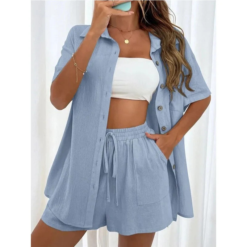 Women's Cotton Linen Solid Color Casual Loose Short Pants Sets
🛒>>suntuary.co/products/solid…
