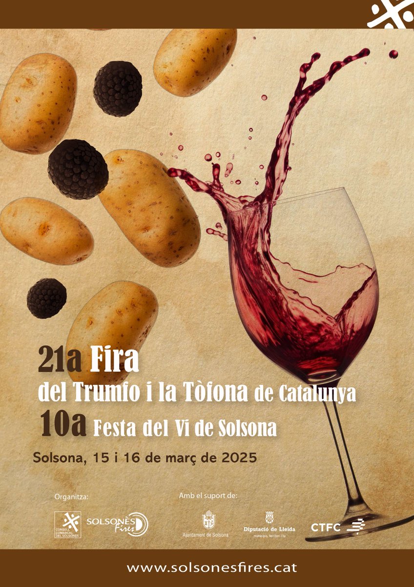 El vi, els trumfos i la tòfona, protagonistes de la 21a Fira del Trumfo i de la Tòfona i la 10a Festa del Vi, que arriba el cap de setmana del 15 i el 16 d'aquest mes #Solsona #Solsonès <a href="/CCSolsones/">Consell Comarcal del Solsonès</a>