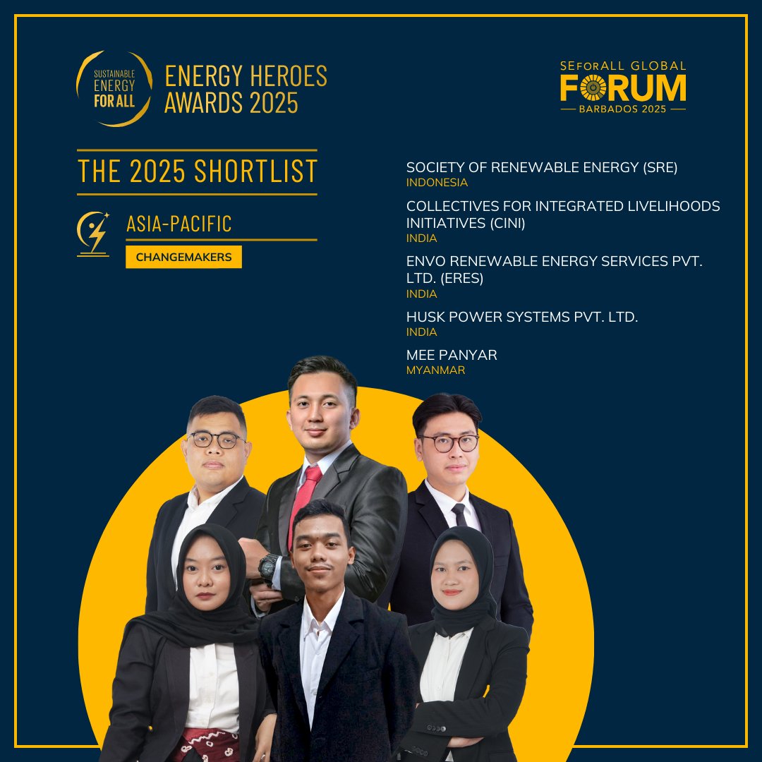 ⚡️We are pleased to unveil the 2025 #EnergyHeroesAward shortlist for #Asia #Pacific region.

👏🏽 Congratulations to the innovators &amp; changemakers who have made it! 

The winners will be announced at the #SEforALLForum on 13th March 2025.

🔗 seforall.org/news/announcin…