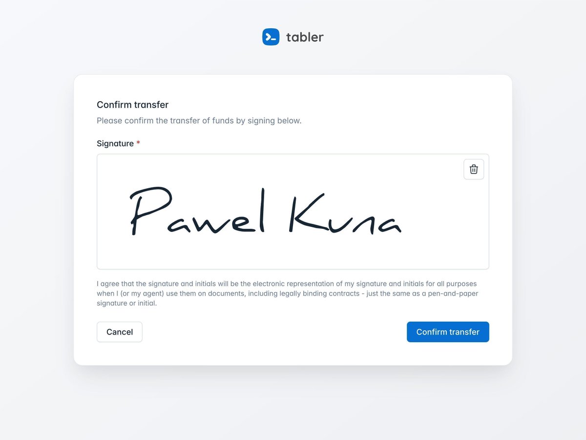 tabler_io's tweet image. Signature Pads ✍️

We are happy to introduce Signature Pads to Tabler UI Kit! 🤩

This feature will allow you to sign yourself on touch screen and mouse. ✍️

✨ Feeling excited?

buff.ly/L3AvUms 

#UIkit #adminpanel #indiehackers #dashboard #webdev #Tabler