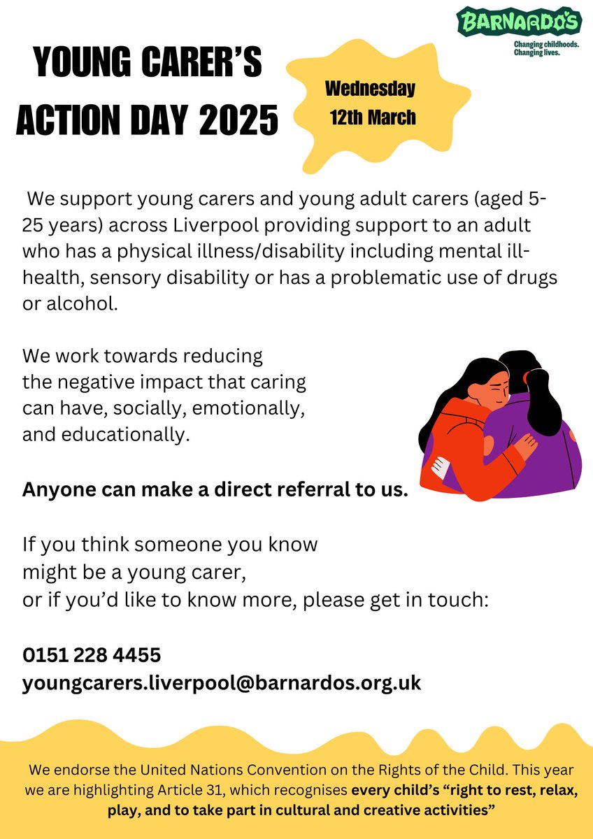 Action With Young Carers Liverpool (@awycliverpool) on Twitter photo 1 WEEK TO GO‼️
#youngcarersactionday #givemeabreak
Get in touch to find out how you can celebrate and support young carers <a href="/LivCCHealth/">Health & Wellbeing</a> <a href="/lpoolcouncil/">Liverpool City Council</a> <a href="/LivCYPMHealth/">Mental Health Support Liverpool's CYP</a> <a href="/YPASLiverpool/">YPAS Liverpool</a> <a href="/ADDvancedSol/">ADDvanced Solutions Community Network</a> <a href="/MYARAISETeam/">MYA RAISE Team</a> 1 WEEK TO GO‼️
#youngcarersactionday #givemeabreak
Get in touch to find out how you can celebrate and support young carers <a href="/LivCCHealth/">Health & Wellbeing</a> <a href="/lpoolcouncil/">Liverpool City Council</a> <a href="/LivCYPMHealth/">Mental Health Support Liverpool's CYP</a> <a href="/YPASLiverpool/">YPAS Liverpool</a> <a href="/ADDvancedSol/">ADDvanced Solutions Community Network</a> <a href="/MYARAISETeam/">MYA RAISE Team</a>