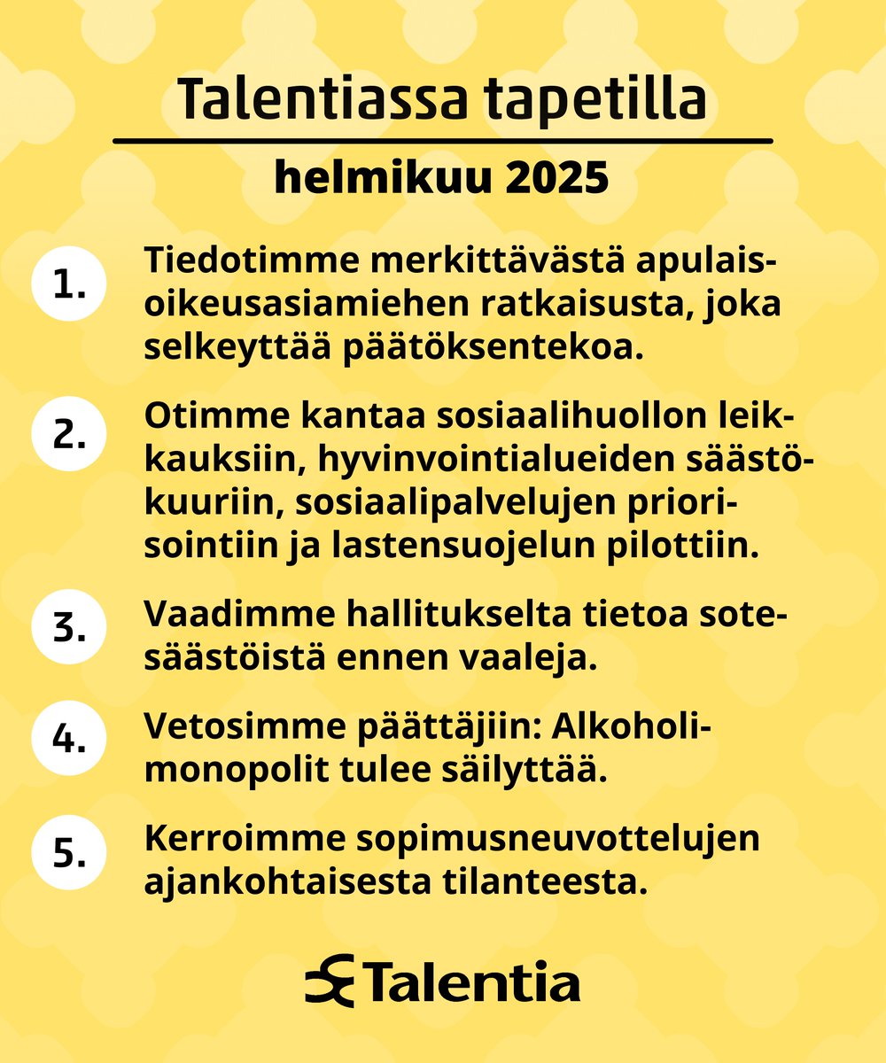 Talentiary's tweet photo. ☁️ Talentiassa tapetilla helmikuussa ☁️
Lue lisää ajankohtaisia uutisia ➡️ https://t.co/ukvEcSFUpt
#TunnemmeTyösi #Talentia https://t.co/8NO9oaebVG