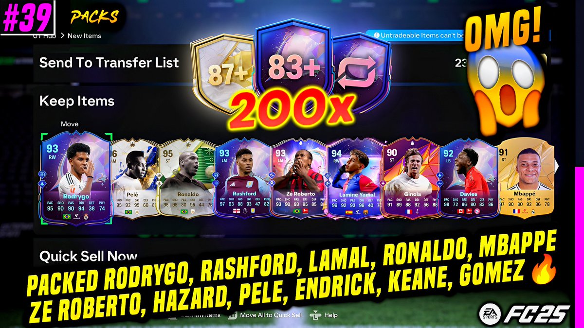 FunzHD's tweet image. OMG! PACKED RODRYGO, RASHFORD, YAMAL, RONALDO, MBAPPE, HAZARD, PELE, ZE ROBERTO, ENDRICK - OPENING 200x 83+ x14 PACKS, 90+ x4 FS/GG/FFC, 85+ x10 PACKS &amp;amp; 87+ ICONS/HEROES/CAMPAIGN PP | FC25 #39🔥
youtu.be/o0FcJewJf8k