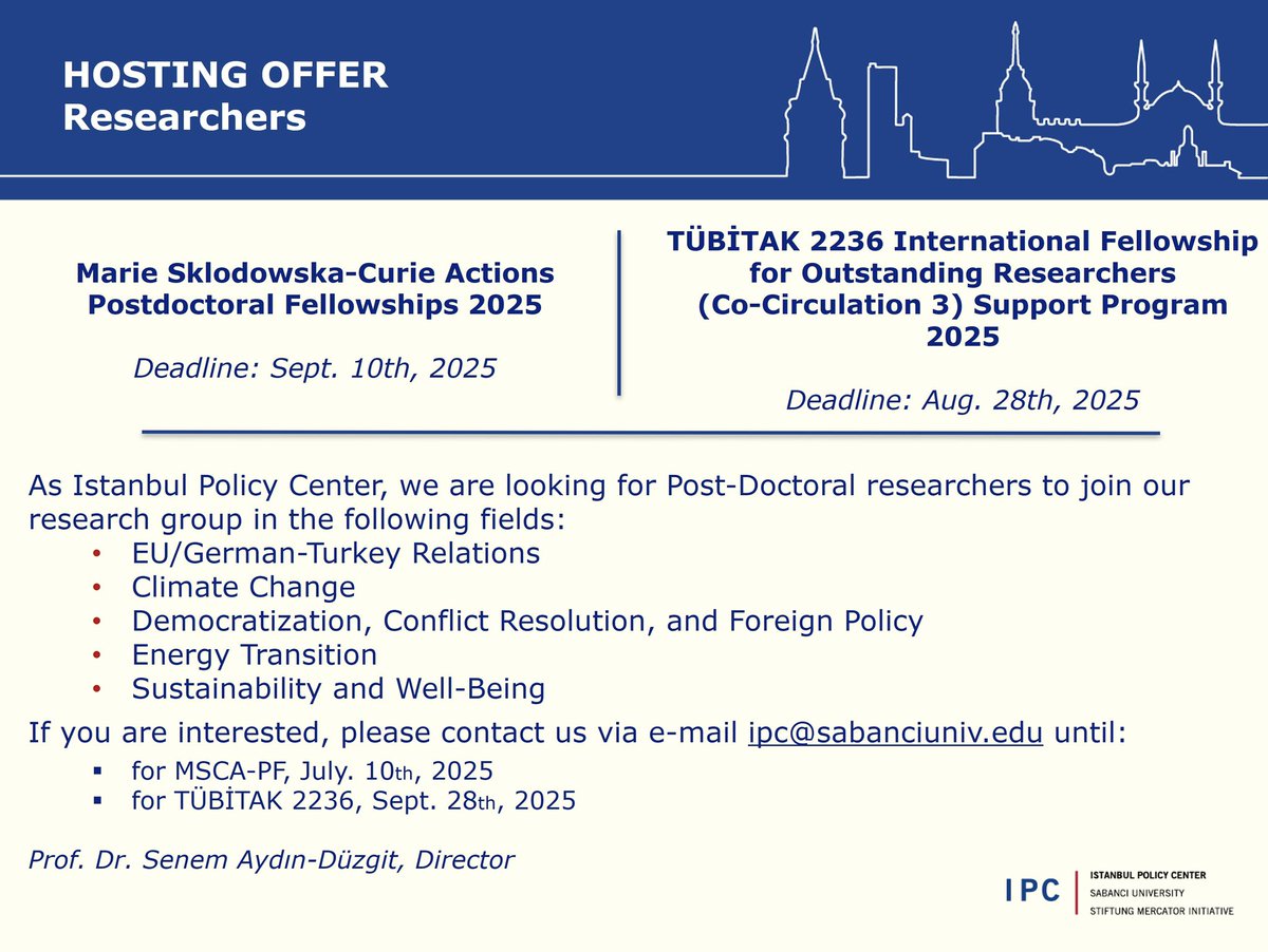 📢 Hosting Opportunity for Postdoctoral Researchers! 

We are looking for Postdoctoral Researchers to join our research group through two prestigious fellowship programs:

✅ Marie Skłodowska-Curie Actions (MSCA) Postdoctoral Fellowships 2025
🗓️ Deadline: Sept. 10, 2025
🔗