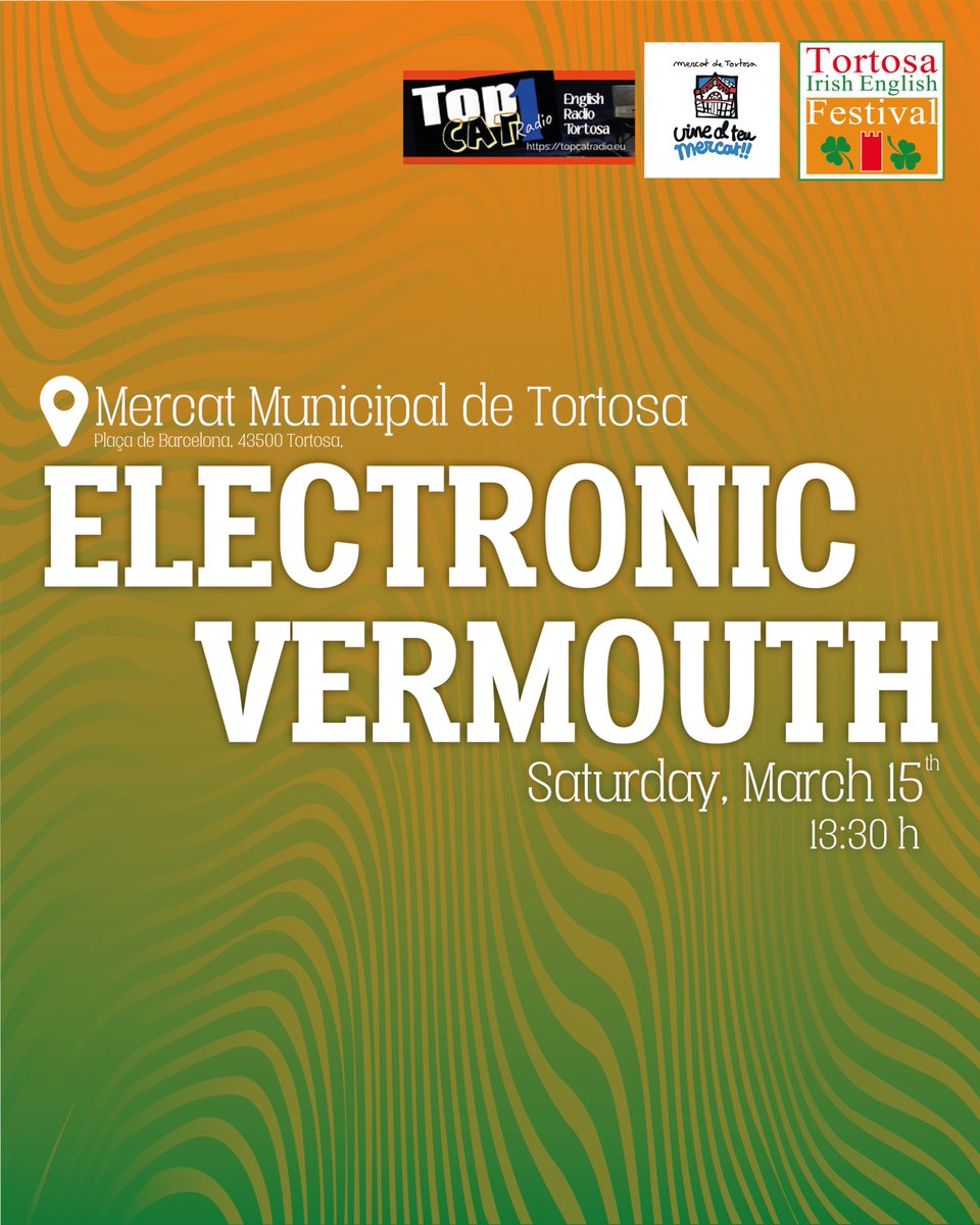🍻 Let’s have some fun with an electronic Vermouth in our Mercat!

After the celebration of the parade we are going to have a Vermouth in the Mercat

🗓️ Saturday March 15th
🕰️ 13:30
📍 Mercat de Tortosa

#TortosaIrishEnglishFestival2025 #tortosairishenglishfestival #saintpatrick
