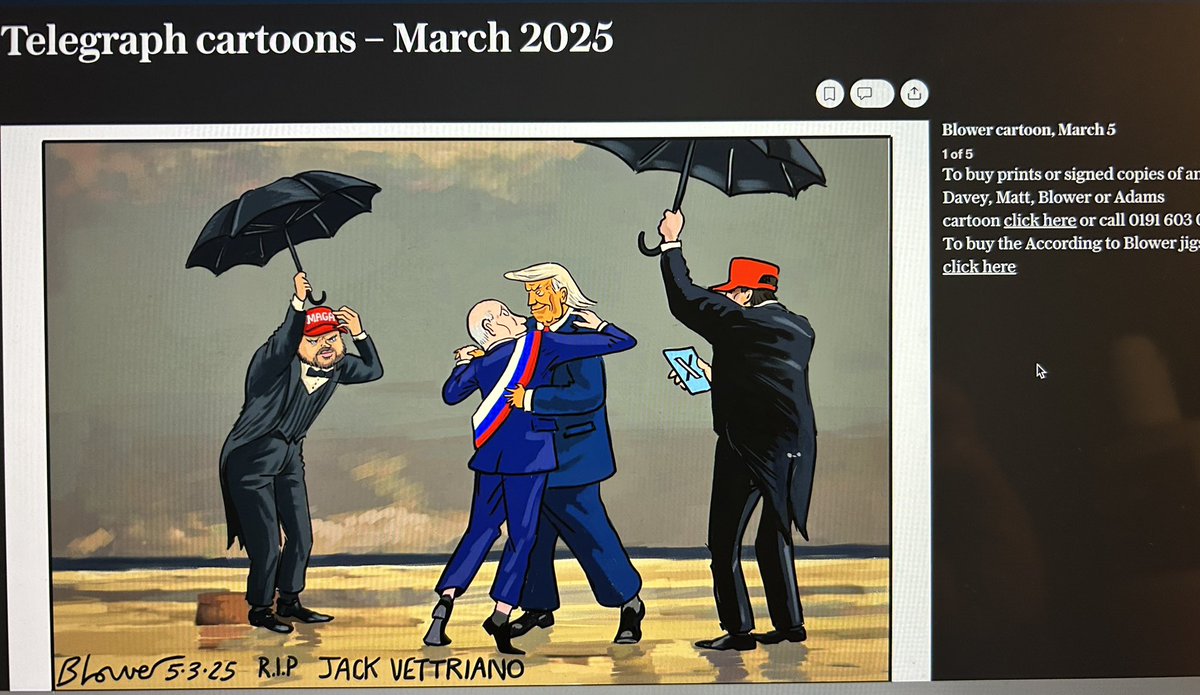 Nice cartoon tribute by Patrick Blower in The Telegraph today… #newspaper #art #JackVettriano