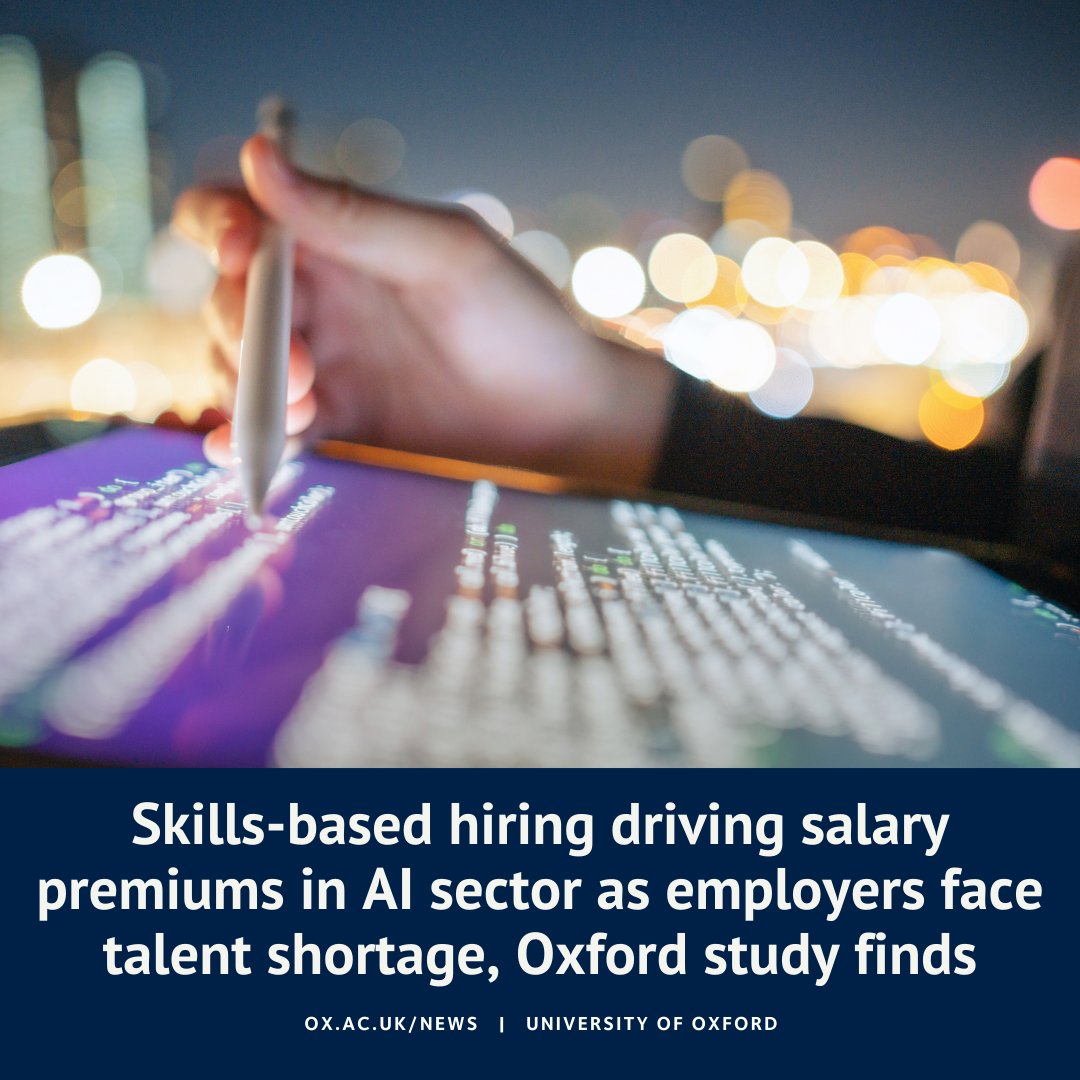 University of Oxford (@uniofoxford) on Twitter photo NEW: Researchers at <a href="/oiioxford/">Oxford Internet Institute</a> have found employers in the artificial intelligence sector are increasingly prioritising skills over formal education, with practical expertise commanding higher salaries than university degrees alone.
More info ⬇️ NEW: Researchers at <a href="/oiioxford/">Oxford Internet Institute</a> have found employers in the artificial intelligence sector are increasingly prioritising skills over formal education, with practical expertise commanding higher salaries than university degrees alone.
More info ⬇️