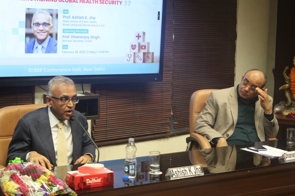 icssr's tweet image. Prof. Ashish K. Jha, Dean, @ashishkjha School of Public Health, Brown University, US delivered a talk on &quot;Gender Equity in Global Health Resilience and Strategic Approaches for Strengthening Global Health Security&quot;  on 28th February in the ICSSR. It was an interactive session in…