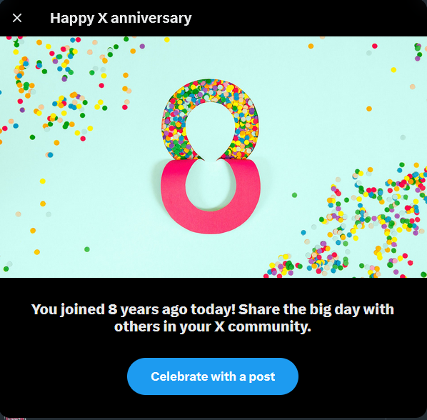 TheEmerlad's tweet image. I got that stupid notification where it says I joined this site 8 years ago today. The fact I am still alive after being on this site for 8 years is honestly a feat, so cool.