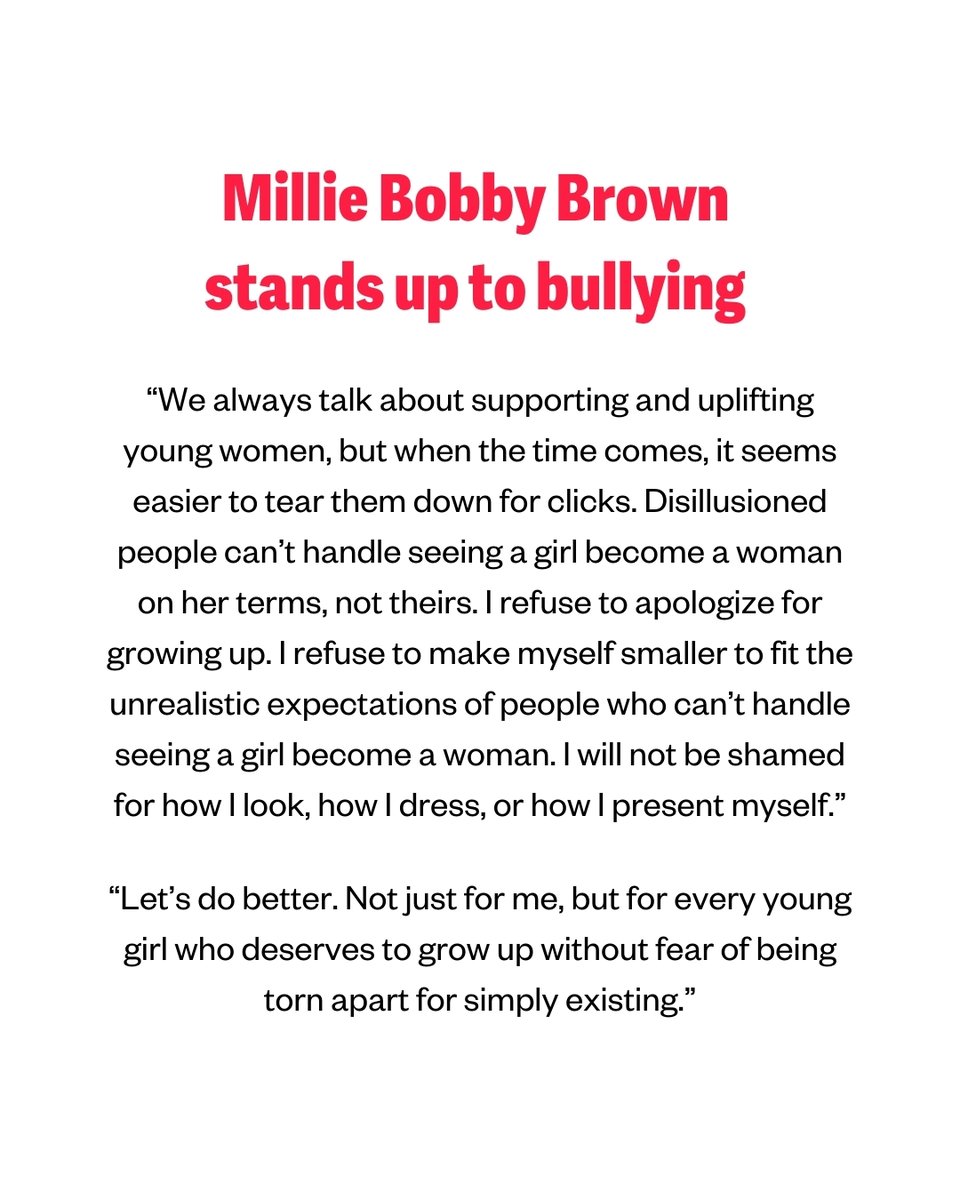 We stand with you, Millie Bobby Brown. No young person should ever be subject to abuse for simply existing.