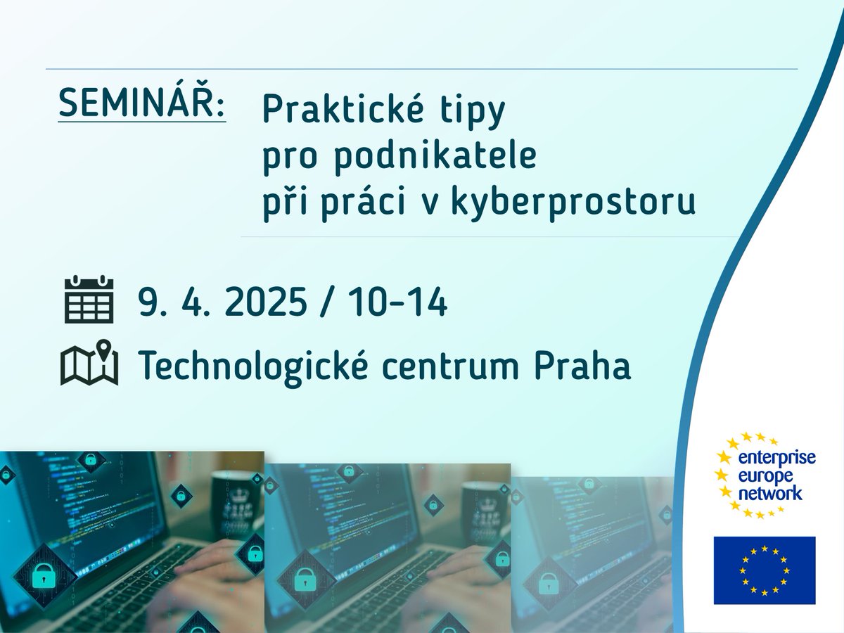 EEN_CZ (@een_cz) on Twitter photo Kyberbezpečnost se týká i vás 👉 nenechte si ujít bezplatný seminář s Petrem Šebestou z Bits4s v <a href="/TC_Praha/">Technologické centrum Praha</a>
Info a registrace: lnkd.in/dCEnW8kw
#EEN #EENCanHelp #Cybersecurity Kyberbezpečnost se týká i vás 👉 nenechte si ujít bezplatný seminář s Petrem Šebestou z Bits4s v <a href="/TC_Praha/">Technologické centrum Praha</a>
Info a registrace: lnkd.in/dCEnW8kw
#EEN #EENCanHelp #Cybersecurity