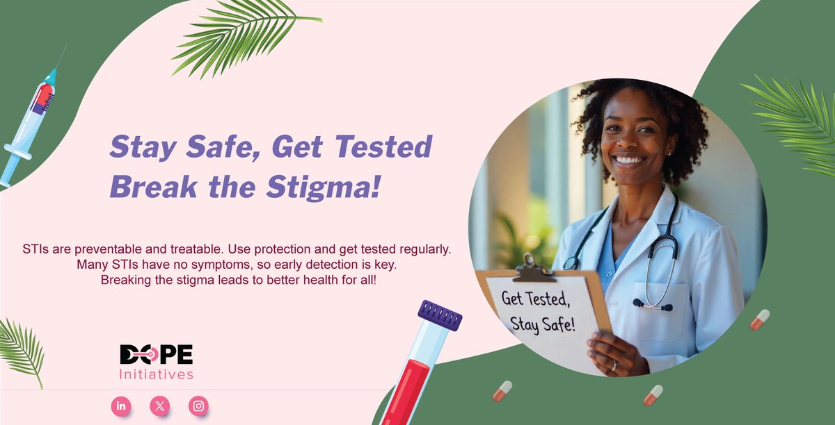 Your health, your responsibility!  Get tested, stay protected, and help break the stigma around STIs. Knowledge is power—let’s talk about it! 
 #StaySafe #GetTested #BreakTheStigma