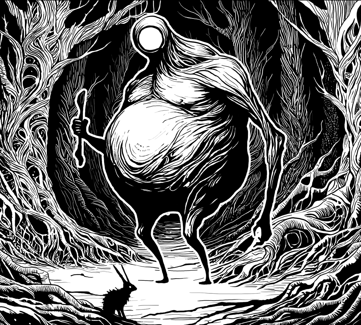 Mustlind's tweet photo. A bountiful harvest, mockup creature and a background for a game idea #gamedev #art https://t.co/GvDyD714xN