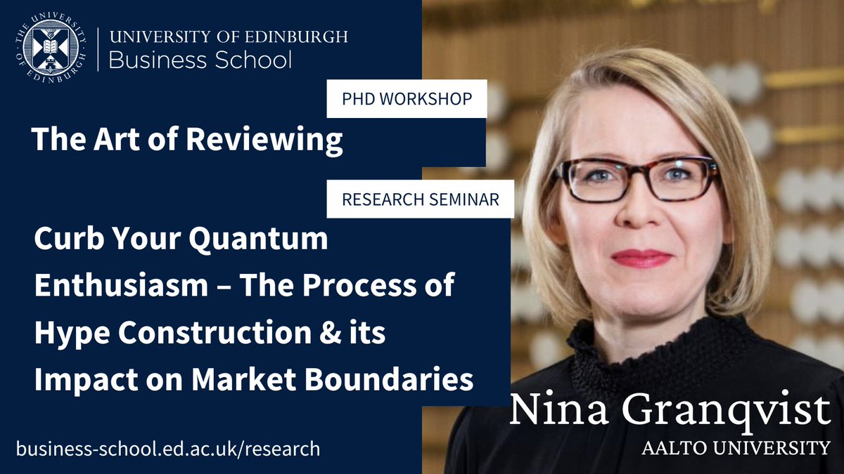 University of Edinburgh Business School (@uoebusiness) on Twitter photo Welcome to Professor Nina Granqvist (<a href="/AaltoUniversity/">Aalto University</a>) who joins as part of our internal #ResearchSeminar series. Thanks to Professor Granqvist and organiser, Jasper Brinkerink of the Entrepreneurship & Innovation research group for this collaboration. 🔎 lnkd.in/ekAWXA-R Welcome to Professor Nina Granqvist (<a href="/AaltoUniversity/">Aalto University</a>) who joins as part of our internal #ResearchSeminar series. Thanks to Professor Granqvist and organiser, Jasper Brinkerink of the Entrepreneurship & Innovation research group for this collaboration. 🔎 lnkd.in/ekAWXA-R