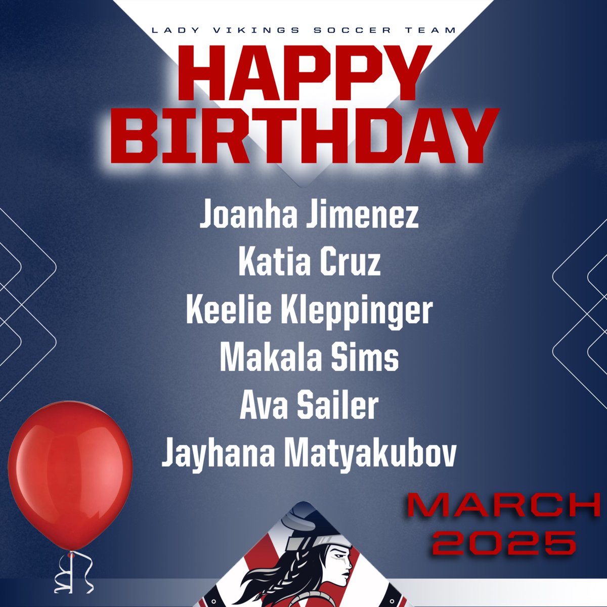 Happy Birthday to our Lady Vikes ! 

March is your month, make it a great day ladies! 

🥳⚽️🥳