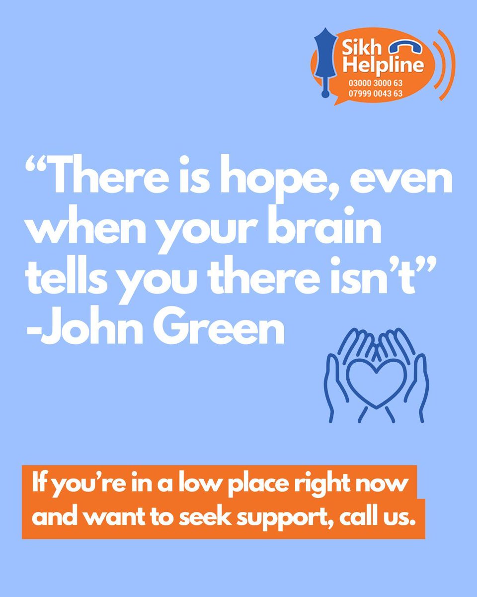 There is always hope and when you talk to us, your challenges become OUR challenges. So don't give up, give us a call and let's try to work on it, together. 

#sikhhelpline #ontheotherend #heretosupport #resilience #dontgiveup #mentalhealth #anxiety #depression #positivity