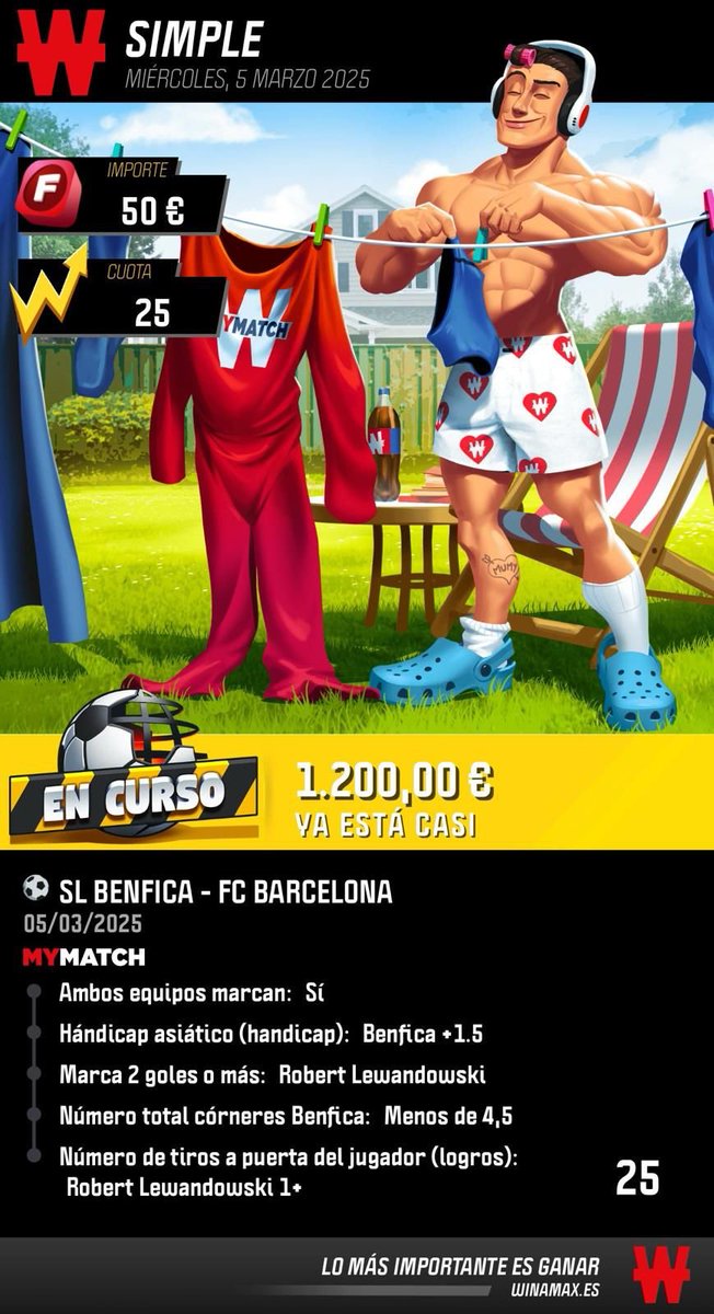 💰🔥 ¡SORTEAMOS 1.200€! 🔥💰

📢 UNO DE VOSOTRO SE LLEVARÁ 1200€ EN CASO DE ACERTAR ESTA FUNBET, Hemos metido 50€ a cuota 25 en el Benfica vs Barcelona. 

🔹 ¿Cómo participar?
1️⃣ Síguenos en <a href="/NotBettingX/">NotBetting</a>
2️⃣ Haz RT 🔁 a este tweet

📌 Partido: 5 de marzo