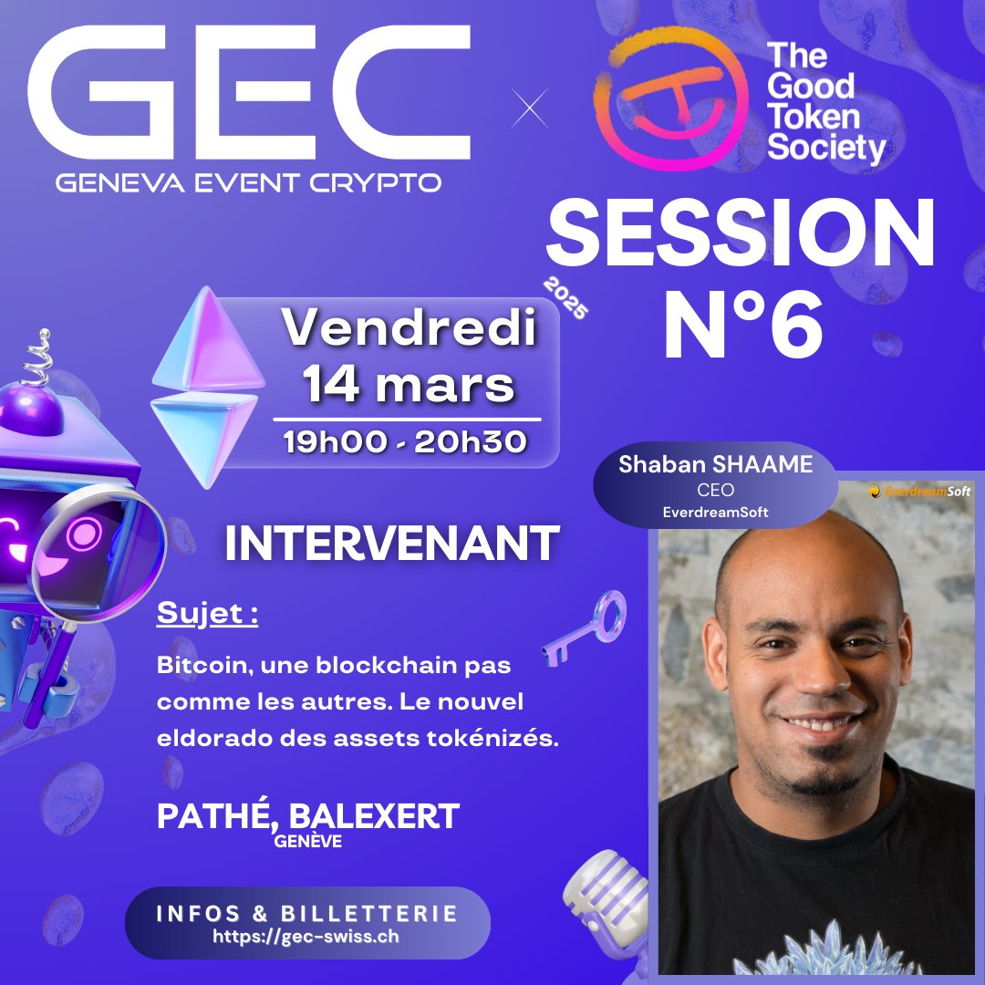 NODE (@node1922) on Twitter photo BTC, une blockchain pas comme les autres.
Participez au GEC Session N°6 et découvrez le nouvel eldorado des assets tokénizés!
Réservez vos places sur gec-swiss.ch/billetterie
<a href="/gec_swiss/">GEC-SWISS.CH</a> #blockchain #Token #Tokenisation #Bitcoin #crypto #Ethereum #BTC #ETH #NFT #Technology #Genève BTC, une blockchain pas comme les autres.
Participez au GEC Session N°6 et découvrez le nouvel eldorado des assets tokénizés!
Réservez vos places sur gec-swiss.ch/billetterie
<a href="/gec_swiss/">GEC-SWISS.CH</a> #blockchain #Token #Tokenisation #Bitcoin #crypto #Ethereum #BTC #ETH #NFT #Technology #Genève